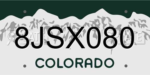 8JSX080 Colorado License Plate