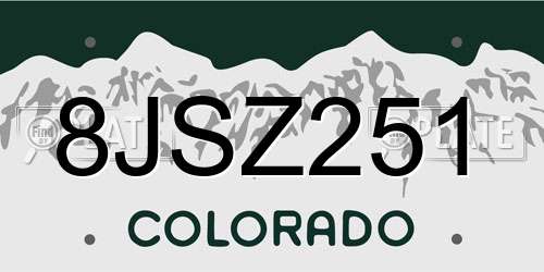 8JSZ251 Colorado License Plate
