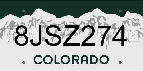 8JSZ274 Colorado License Plate