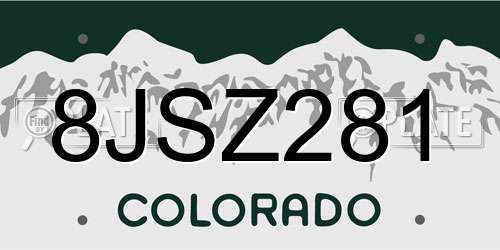 8JSZ281 Colorado License Plate