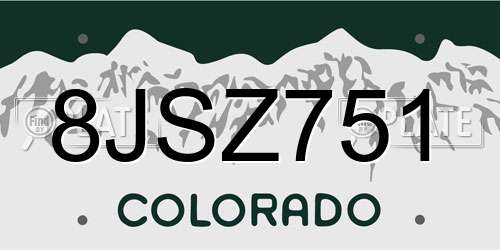 8JSZ751 Colorado License Plate