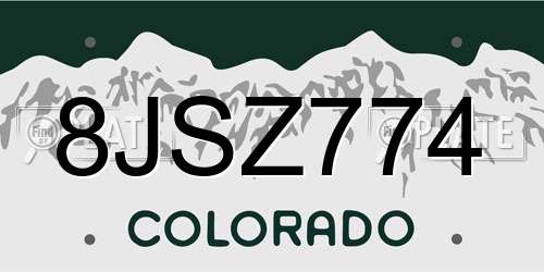 8JSZ774 Colorado License Plate