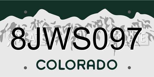 8JWS097 Colorado License Plate