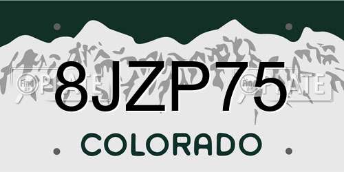 8JZP75 Colorado License Plate