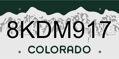 8KDM917 Colorado License Plate