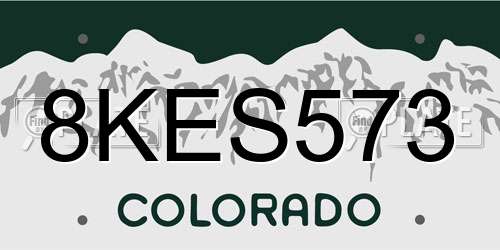 8KES573 Colorado License Plate