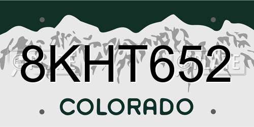 8KHT652 Colorado License Plate