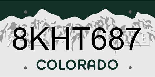 8KHT687 Colorado License Plate