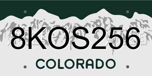 8KOS256 Colorado License Plate