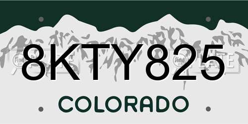 8KTY825 Colorado License Plate