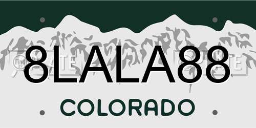 8LALA88 Colorado License Plate