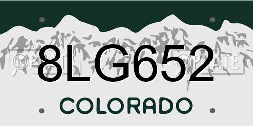 8LG652 Colorado License Plate