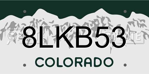 8LKB53 Colorado License Plate