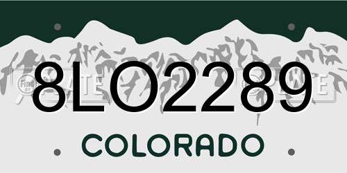 8LO2289 Colorado License Plate