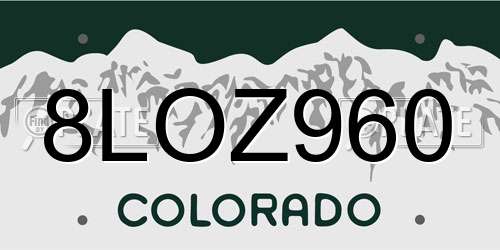 8LOZ960 Colorado License Plate