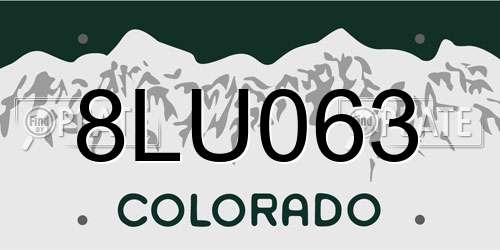 8LU063 Colorado License Plate