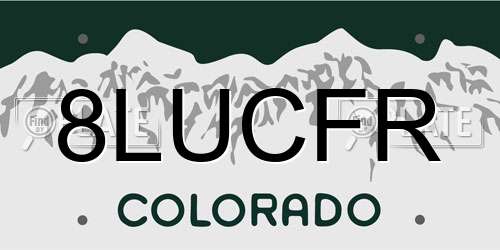 8LUCFR Colorado License Plate