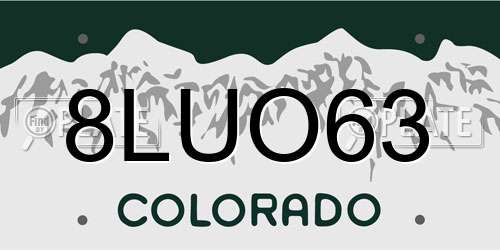 8LUO63 Colorado License Plate
