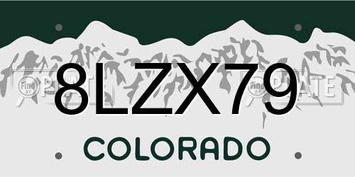 8LZX79 Colorado License Plate