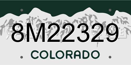 8M22329 Colorado License Plate