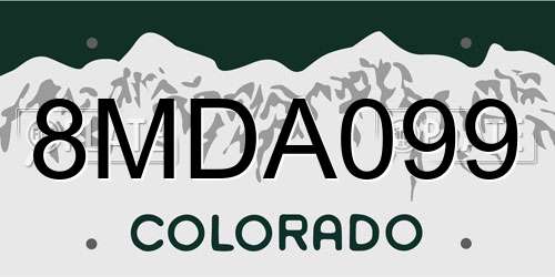 8MDA099 Colorado License Plate