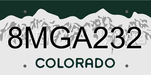 8MGA232 Colorado License Plate