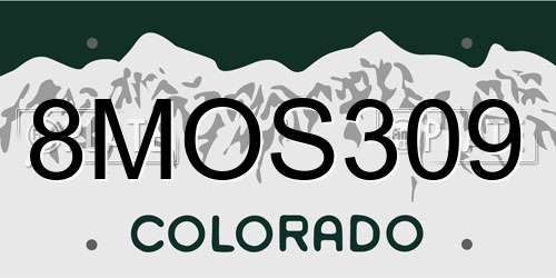 8MOS309 Colorado License Plate