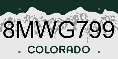 8MWG799 Colorado License Plate