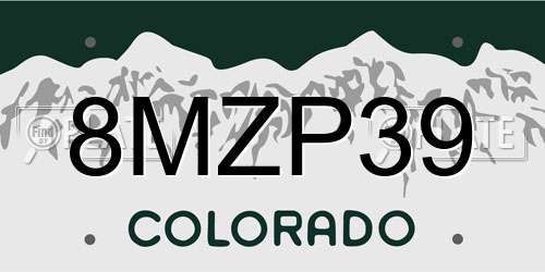 8MZP39 Colorado License Plate
