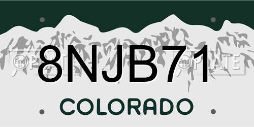 8NJB71 Colorado License Plate
