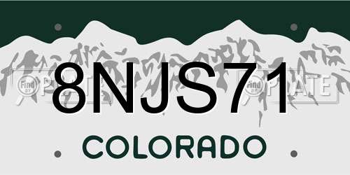 8NJS71 Colorado License Plate