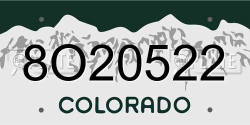 8O20522 Colorado License Plate