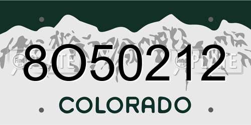 8O50212 Colorado License Plate