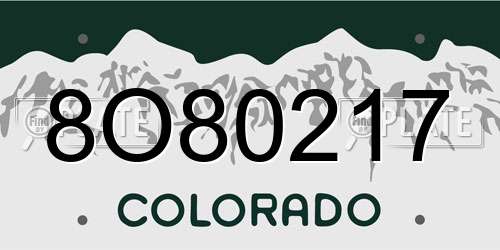 8O80217 Colorado License Plate