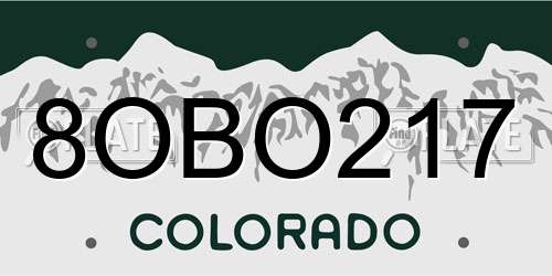 8OBO217 Colorado License Plate