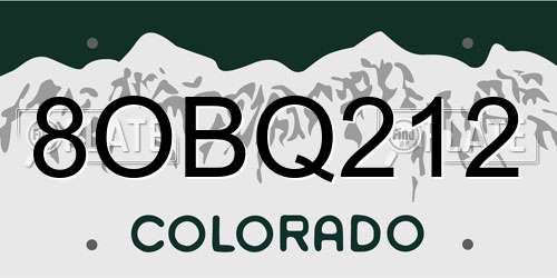 8OBQ212 Colorado License Plate