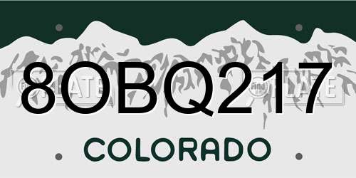8OBQ217 Colorado License Plate
