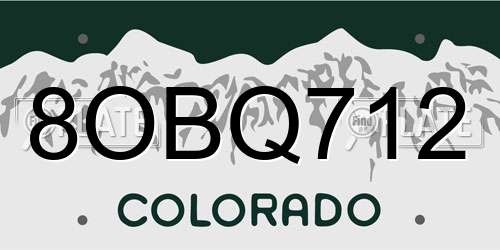 8OBQ712 Colorado License Plate