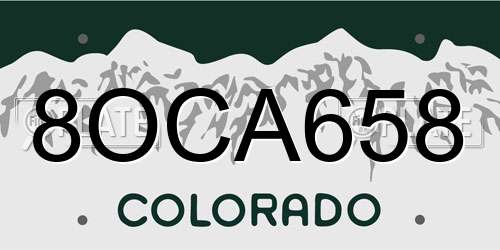 8OCA658 Colorado License Plate