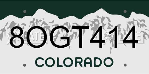 8OGT414 Colorado License Plate
