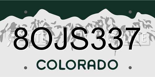 8OJS337 Colorado License Plate