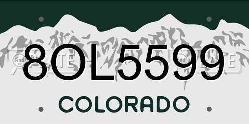 8OL5599 Colorado License Plate
