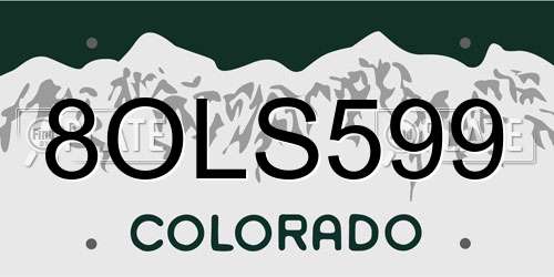 8OLS599 Colorado License Plate