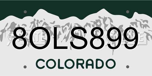 8OLS899 Colorado License Plate