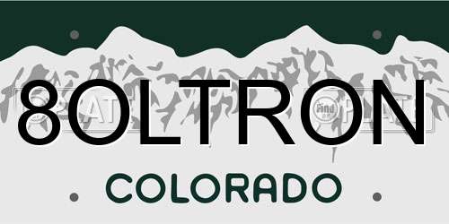 8OLTRON Colorado License Plate