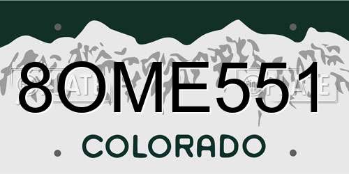8OME551 Colorado License Plate