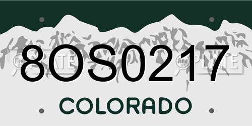 8OS0217 Colorado License Plate
