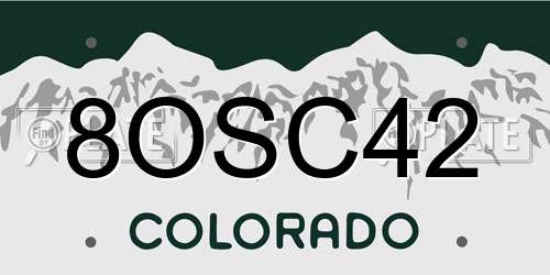 8OSC42 Colorado License Plate