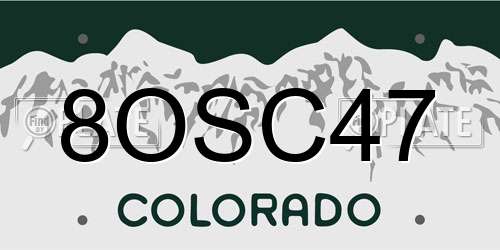 8OSC47 Colorado License Plate