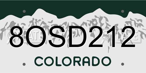 8OSD212 Colorado License Plate